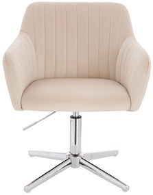 HR190CROSS Scaun Crem din Catifea cu Bază Cromata