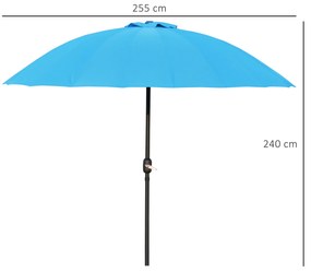 Umbrela de Gradina Outsunny cu Manivela, Ф255x240cm Albastru | Aosom RO