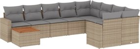 vidaXL Set canapele de grădină cu perne, 10 piese, bej, poliratan