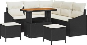 vidaXL Set de canapele pentru grădină cu pernă 8 pcs Negru poliratan