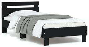 838716 vidaXL Cadru de pat cu tăblie și lumini LED, negru, 90x200 cm