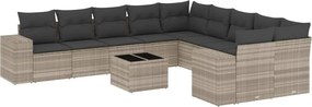 vidaXL Set canapele de grădină cu perne, 11 piese, gri, poliratan