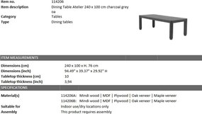 Masa design elegant LUX Atelier, gri carbune 114206 HZ