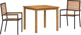 vidaXL Set de masă pentru grădină 3 pcs Negru Lemn Solid de Acacia