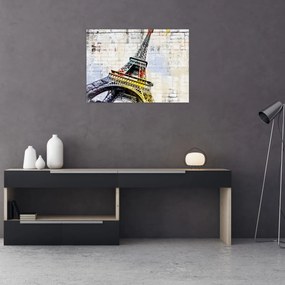 Tablou pe sticlă - Arta digitală a Turnului Eiffel (70x50 cm)