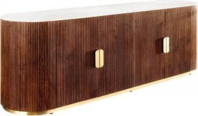 Comoda TV design retro Gatsby 180cm mango/ marmura alba
