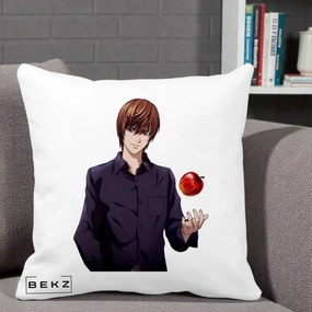 Perna Personalizata Death Note Light Yagami cu Mar, 40x40 cm, Alba Mata, Husa Detasabila, Perna Inclusa, BEKZ®