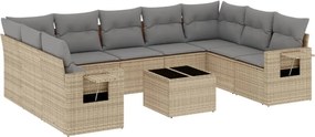 vidaXL Set canapele de grădină cu perne, 10 piese, bej, poliratan
