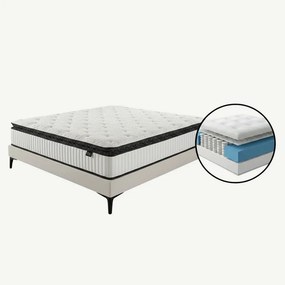 Saltea ortopedica hibrida cu arcuri individuale 7 zone si memory foam cu gel, 25 cm
