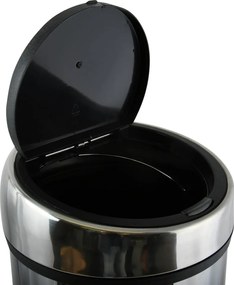 Coș de gunoi argintiu lucios cu senzori de atingere din oțel 30 l – MSV