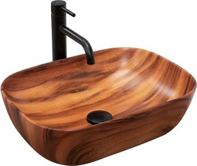 Lavoar pe blat Rea Belinda 46 cm stil lemn natural
