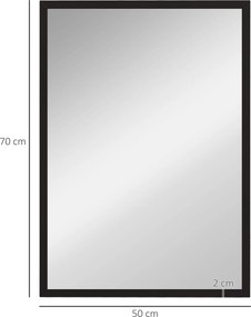 HOMCOM Oglindă Dreptunghiulară de Perete cu Cârlige, Sticlă și MDF, 60x80 cm, Negru | Aosom Romania