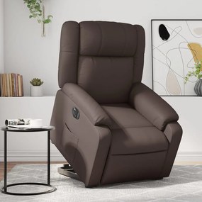 vidaXL Fotoliu rabatabil electric cu ridicare, maro, piele ecologică