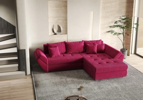 Colțar extensibil dumonde cu ladă de depozitare si sezut confortabil din spuma high-density, Loana Zoom Red II 270x185 cm