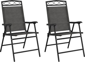 vidaXL Scaune pliante de grădină, 2 buc., gri melange, oțel/textilene