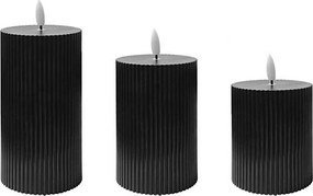 Set de 3 lumânări LED BRILLO, alimentare 2x AA, negru, cu telecomandă
