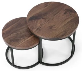 SET 2x Masă de cafea OREO pr. 43/53 cm negru/nuc