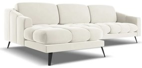 Colțar crem cu tapițerie din catifea (cu colț pe partea stângă) Nalu – Makamii