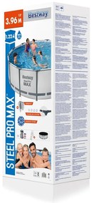 Piscină supraterană Bestway Steel Pro MAX, gri, diam. 396 cm, în. 122 cm