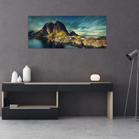 Tablou cu sat de pescari din Norvegia (120x50 cm), în 40 de alte dimensiuni noi