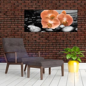 Tablou - Orhidee portocalii (120x50 cm)