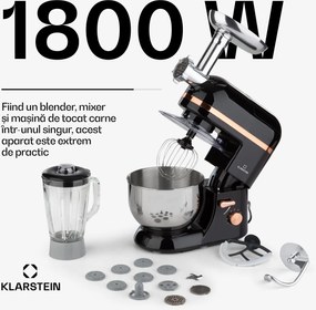 Klarstein Lucia Elegance, robot de bucătărie, blender, mașină de tocat carne, 1800W, fără BPA