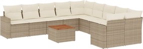 vidaXL Set canapele de grădină cu perne, 11 piese, bej, poliratan