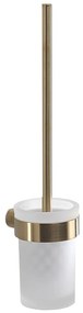 Perie de WC albă/aurie de montat pe perete din sticlă Gedy Pirenei – Sapho