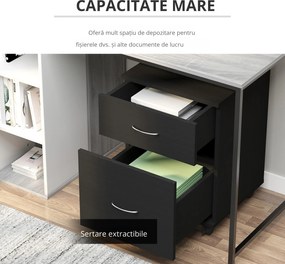 HOMCOM Comodă Mobilă pentru Birou, Design Modern pe Roți, din Lemn, 41x39x58cm, Negru | Aosom Romania