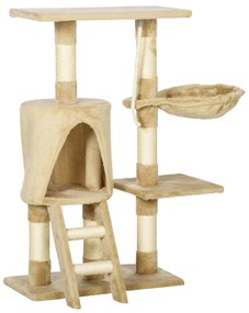 PawHut Arbore pentru pisici Răzuitoare 55x30x95 cm cu Cuib Platformă Casetă Scară Sfoară de Joc Placă de Lemn și Acoperit cu Catifea Maro | Aosom Romania
