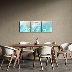 Tablou - Fluture în albastru (cu ceas) (90x30 cm)