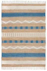 Covor albastru/în culoare naturală țesut manual din amestec de iută 120x170 cm Medina Jute – Flair Rugs
