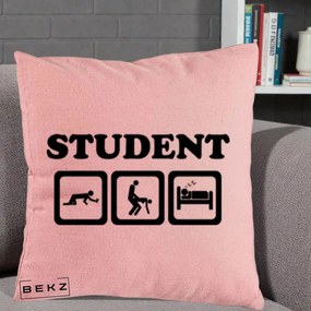 Perna Decorativa Student Life, 40x40 cm, Roz, Husa Detasabila, Perna Inclusa, BEKZ®