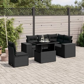 3269165 vidaXL Set mobilier de grădină cu perne, 6 piese, negru, poliratan