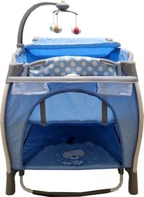 Patut Pliabil rotund cu balansoar, Tarc copii Baby Care™ PRO FRW, 2 Niveluri de inaltime, Cu melodii si Masa infasat, Carusel cu jucarii din plus,