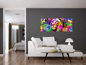 Tablou - 3D imaginea leului (120x50 cm)