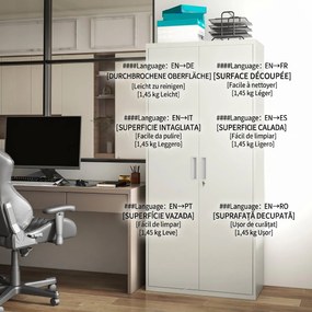 HOMCOM Dulap de Depozitare pentru Birou cu 5 Niveluri, Dulap Metalic cu 2 Uși și 4 Rafturi Reglabile, 80x40x180 cm, Alb