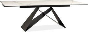 Masa moderna dining WESTIN III, alb/negru, ceramica/metal, 160-240x90x