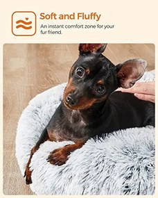 Patut pufos pentru caini / pisici, Ø 60 cm, plush, gri, Feandrea