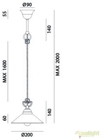 Lustra, Pendul rustic fabricat manual diametru 20cm Tabia 212.07.OV