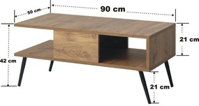 Masă de cafea Burbon (Pin atlantic + Negru). 1088788
