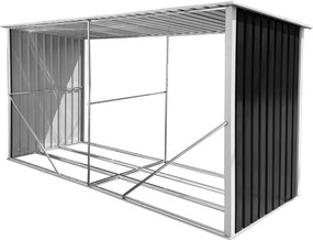 Magazie pentru lemn, antracit/alb, 377,5x121x194 cm, DARYL TIP 4