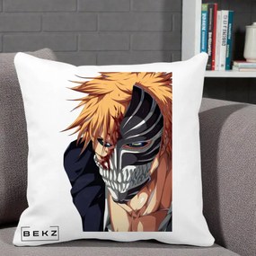 Perna Personalizata Bleach Ichigo Masca Hollow, 40x40 cm, Alba Mata, Husa Detasabila, Perna Inclusa, BEKZ®