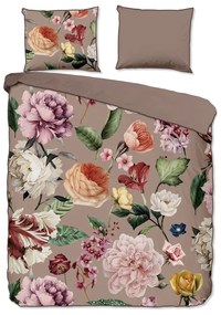 Lenjerie de pat gri-maro din bumbac satinat pentru pat dublu, extinsă 240x220 cm Fiori – Descanso