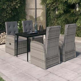 Set de mobilier pentru gradina, cu perne, 5 piese, gri