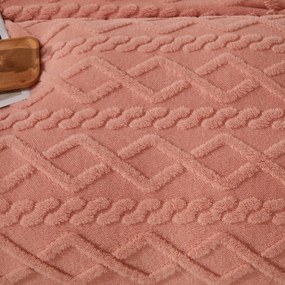 Patura cu blanita, model tricotat 200 x 230 cm, albastru inchis