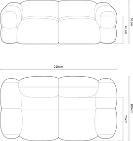 Canapea 3 locuri, Loretto, Cosmopolitan Design, 210x100x68 cm, tesatura structurata, gri