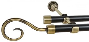 Galerie dubla fara inele duo HAK 19/19 mm negru aur antic (Alege marime: 120 cm)