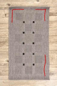 Covor sisal Floorlux 20079 Pătrat argintiu si negru - SECUNDAR-COTATI PRODUSUL