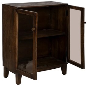 Vitrină maro din lemn de mango 80x100x40 cm Ravi – Ixia